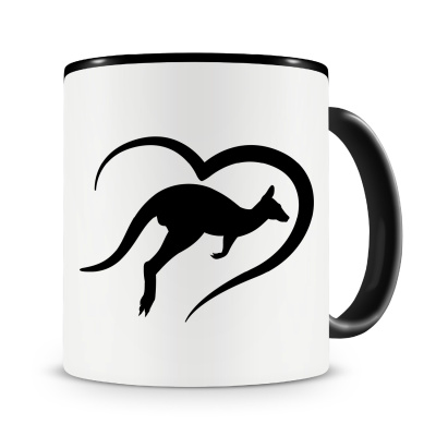 Tasse mit dem Motiv Herz mit Knguru