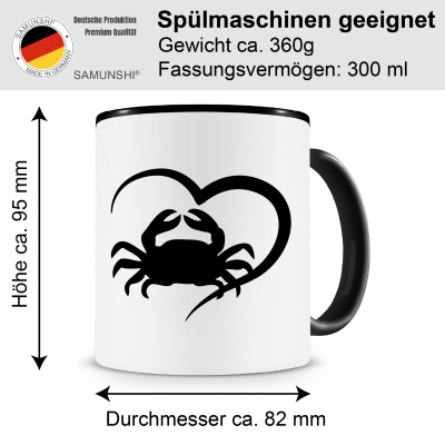 Tasse mit dem Motiv Herz mit Krabbe Krebs - Ansicht 2