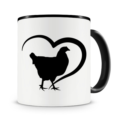 Tasse mit dem Motiv Herz mit Huhn