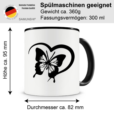 Tasse mit dem Motiv Herz mit Schmetterling - Ansicht 2