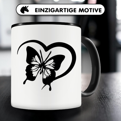 Tasse mit dem Motiv Herz mit Schmetterling - Ansicht 3