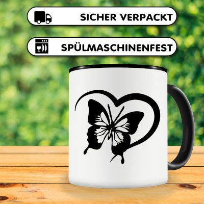 Tasse mit dem Motiv Herz mit Schmetterling - Ansicht 4