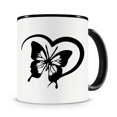 Tasse mit dem Motiv Herz mit Schmetterling