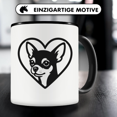 Tasse mit dem Motiv  Herz mit Chihuahua Kopf - Ansicht 3