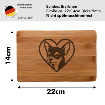 Frhstcksbrettchen mit Herz mit Chihuahua Kopf Gravur - Ansicht 2