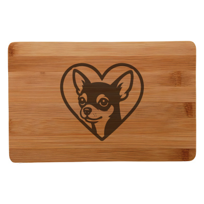 Frhstcksbrettchen mit Herz mit Chihuahua Kopf Gravur