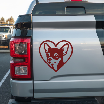 Herz mit Chihuahua Kopf Autoaufkleber - Ansicht 2