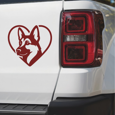 Herz mit Schferhund Kopf Autoaufkleber - Ansicht 2