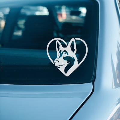 Herz mit Schferhund Kopf Autoaufkleber - Ansicht 3