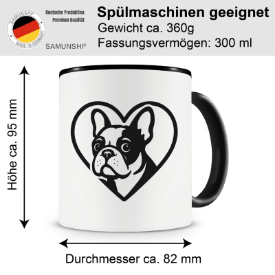 Tasse mit dem Motiv  Herz mit Franzsische Bulldogge Kopf - Ansicht 2