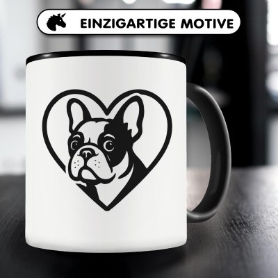 Tasse mit dem Motiv  Herz mit Franzsische Bulldogge Kopf - Ansicht 3