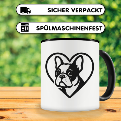 Tasse mit dem Motiv  Herz mit Franzsische Bulldogge Kopf - Ansicht 4