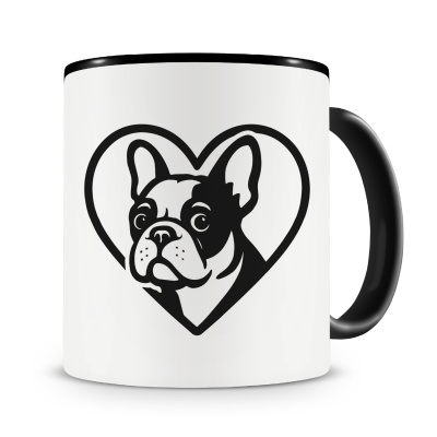 Tasse mit dem Motiv  Herz mit Franzsische Bulldogge Kopf