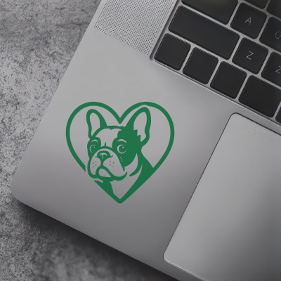 Herz mit Franzsische Bulldogge Kopf Autoaufkleber - Ansicht 7