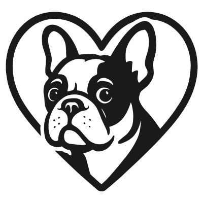 Herz mit Franzsische Bulldogge Kopf Autoaufkleber