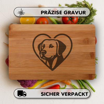 Frhstcksbrettchen mit Herz mit Labrador Retriever Kopf Gravur - Ansicht 3