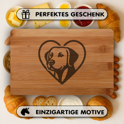 Frhstcksbrettchen mit Herz mit Labrador Retriever Kopf Gravur - Ansicht 4