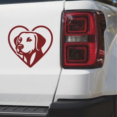 Herz mit Labrador Retriever Kopf Autoaufkleber - Ansicht 2
