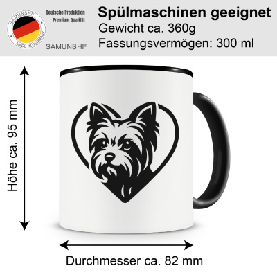 Tasse mit dem Motiv  Herz mit Yorkshire Terrier Kopf - Ansicht 2