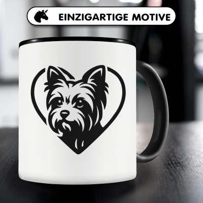 Tasse mit dem Motiv  Herz mit Yorkshire Terrier Kopf - Ansicht 3