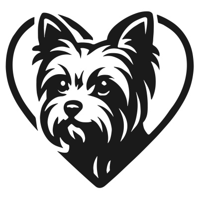 Herz mit Yorkshire Terrier Kopf Autoaufkleber