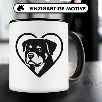 Tasse mit dem Motiv  Herz mit Rottweiler Kopf - Ansicht 3