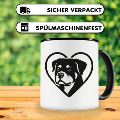 Tasse mit dem Motiv  Herz mit Rottweiler Kopf - Ansicht 4