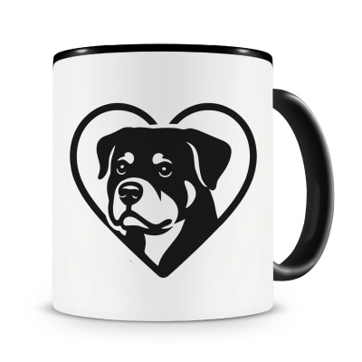 Tasse mit dem Motiv  Herz mit Rottweiler Kopf