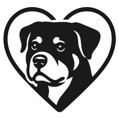 Herz mit Rottweiler Kopf Autoaufkleber