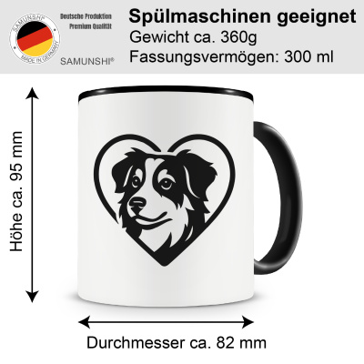 Tasse mit dem Motiv  Herz mit Australian Shepherd Kopf - Ansicht 2