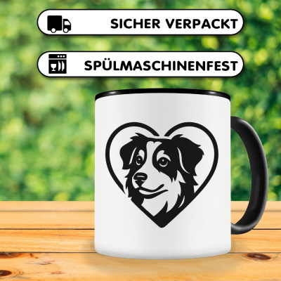 Tasse mit dem Motiv  Herz mit Australian Shepherd Kopf - Ansicht 4