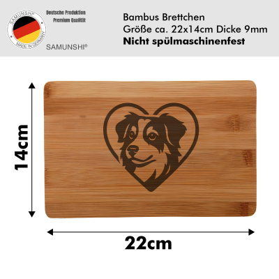 Frhstcksbrettchen mit Herz mit Australian Shepherd Kopf Gravur - Ansicht 2