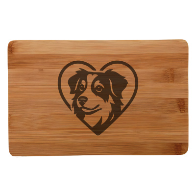 Frhstcksbrettchen mit Herz mit Australian Shepherd Kopf Gravur