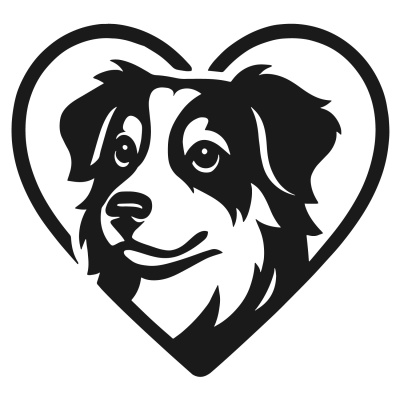 Herz mit Australian Shepherd Kopf Autoaufkleber