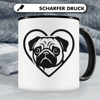 Tasse mit dem Motiv  Herz mit Mops Kopf - Ansicht 5