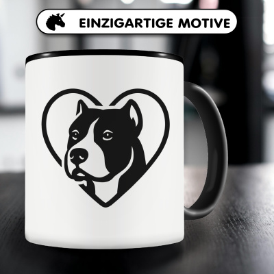 Tasse mit dem Motiv  Herz mit American Pit Bull Terrier Kopf - Ansicht 3