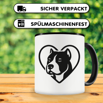 Tasse mit dem Motiv  Herz mit American Pit Bull Terrier Kopf - Ansicht 4