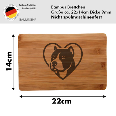 Frhstcksbrettchen mit Herz mit American Pit Bull Terrier Kopf Gravur - Ansicht 2