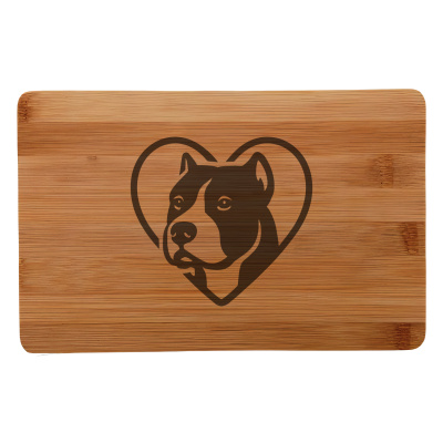 Frhstcksbrettchen mit Herz mit American Pit Bull Terrier Kopf Gravur