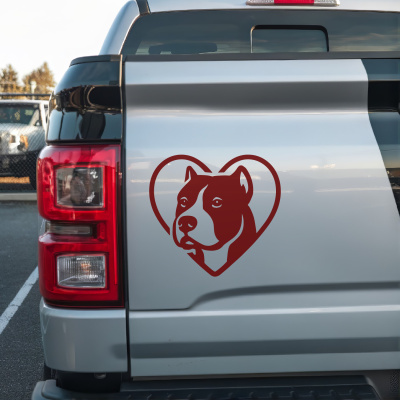 Herz mit American Pit Bull Terrier Kopf Autoaufkleber - Ansicht 2