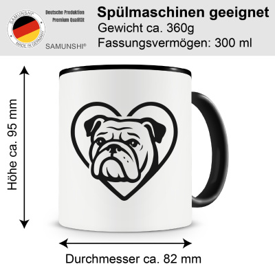Tasse mit dem Motiv  Herz mit Bulldogge Kopf - Ansicht 2