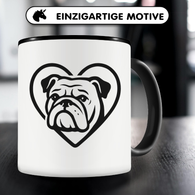 Tasse mit dem Motiv  Herz mit Bulldogge Kopf - Ansicht 3