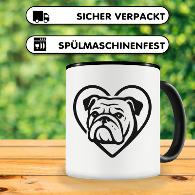 Tasse mit dem Motiv  Herz mit Bulldogge Kopf - Ansicht 4