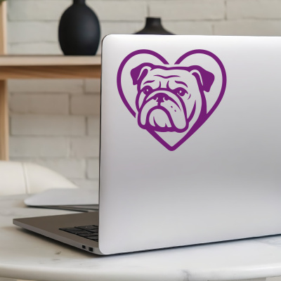 Herz mit Bulldogge Kopf Autoaufkleber - Ansicht 5