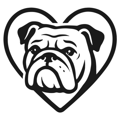 Herz mit Bulldogge Kopf Autoaufkleber