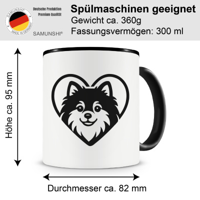 Tasse mit dem Motiv  Herz mit Zwergspitz Kopf - Ansicht 2