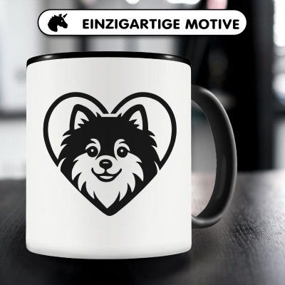 Tasse mit dem Motiv  Herz mit Zwergspitz Kopf - Ansicht 3