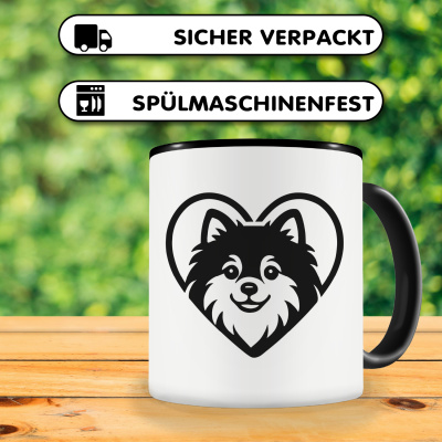 Tasse mit dem Motiv  Herz mit Zwergspitz Kopf - Ansicht 4