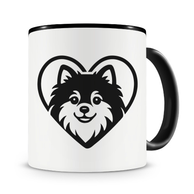 Tasse mit dem Motiv  Herz mit Zwergspitz Kopf