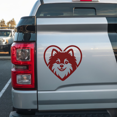 Herz mit Zwergspitz Kopf Autoaufkleber - Ansicht 2